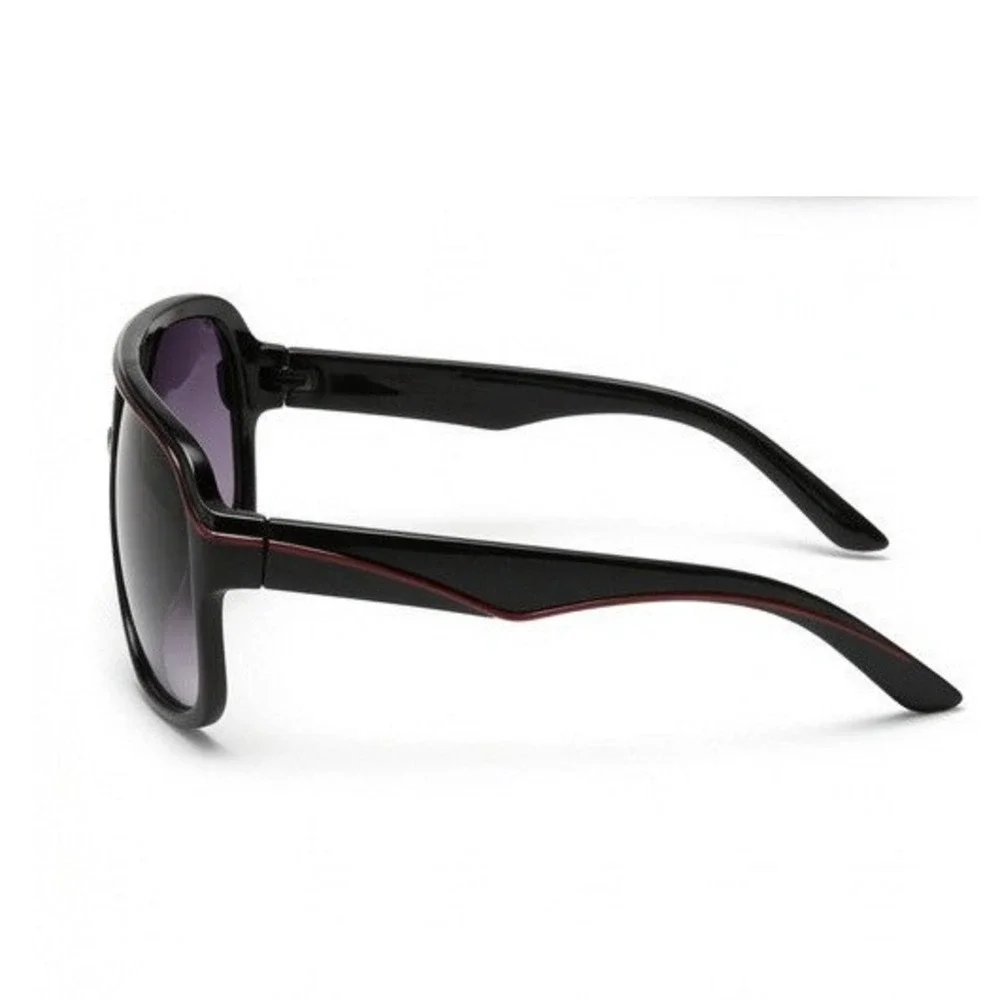 Sunglasses Black Red Stripe Sporty Biker Festival Glam Women Cyber Moto Edgy New